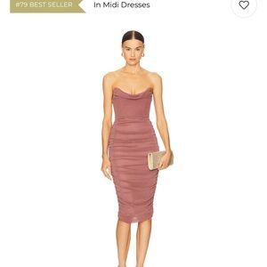 Elegant Strapless Midi Dress in Mauve
